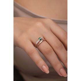 Nereze 925 Ayar Ayarlanabilir Rose Kaplama Zirkon Taşlı Yılan Tasarım Gümüş Yüzük