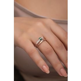 Nereze 925 Ayar Ayarlanabilir Rose Kaplama Zirkon Taşlı Yılan Tasarım Gümüş Yüzük