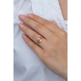 Nereze 925 Ayar Ayarlanabilir Rose Opal Taşlı Göz Gümüş Yüzük