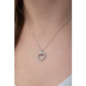 Nereze 925 Ayar Baget Taşlı Kalp Kadın Gümüş Kolye