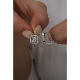 Nereze 925 Ayar Baget Taşlı Tektaş Kadın Gümüş Küpe