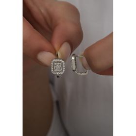 Nereze 925 Ayar Baget Taşlı Tektaş Kadın Gümüş Küpe