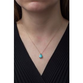 Nereze 925 Ayar Buzlu Mavi Taşlı Damla Kadın Gümüş Kolye