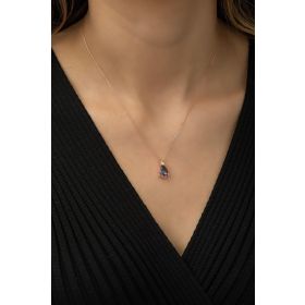 Nereze 925 Ayar Damla Mistik Topaz Taşlı Kadın Gümüş Kolye