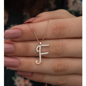 Nereze 925 Ayar F Harfi Kadın Gümüş Kolye
