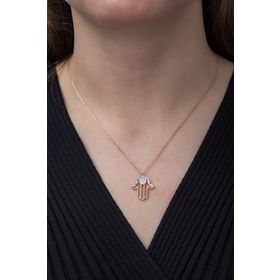 Nereze 925 Ayar Fatma Ana Eli Kadın Gümüş Kolye