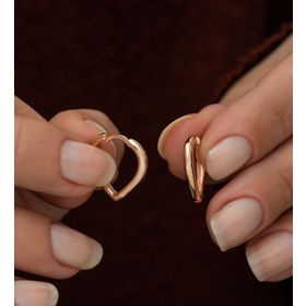 Nereze 925 Ayar Gold Kalp Küpe Kadın Gümüş Küpe