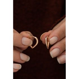 Nereze 925 Ayar Gold Kalp Küpe Kadın Gümüş Küpe