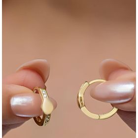 Nereze 925 Ayar Gold Kaplama 15 mm Halka Kadın Gümüş Küpe