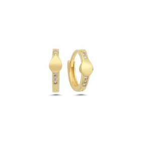 Nereze 925 Ayar Gold Kaplama 15 mm Halka Kadın Gümüş Küpe