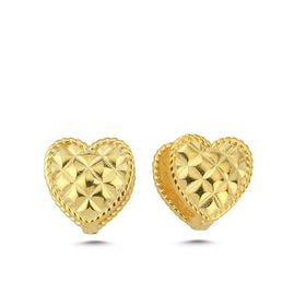 Nereze 925 Ayar Gold Kaplama Çift Taraflı Kalp Kadın Gümüş Küpe