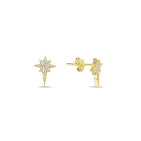 Nereze 925 Ayar Gold Kaplama Minimal Kutup Yıldızı Gümüş Küpe