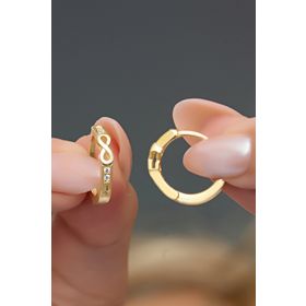 Nereze 925 Ayar Gold Kaplama Sonsuzluk Detay 15 mm Halka Kadın Gümüş Küpe