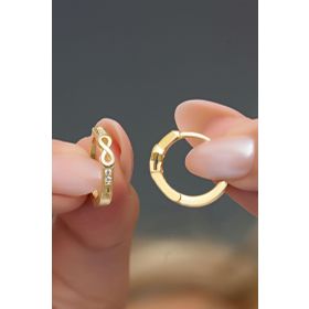 Nereze 925 Ayar Gold Kaplama Sonsuzluk Detay 15 mm Halka Kadın Gümüş Küpe