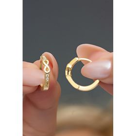 Nereze 925 Ayar Gold Kaplama Sonsuzluk Detay 15 mm Halka Kadın Gümüş Küpe