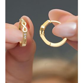 Nereze 925 Ayar Gold Kaplama Sonsuzluk Detay 15 mm Halka Kadın Gümüş Küpe