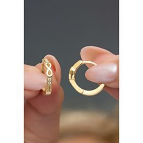 Nereze 925 Ayar Gold Kaplama Sonsuzluk Detay 15 mm Halka Kadın Gümüş Küpe