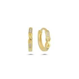 Nereze 925 Ayar Gold Kaplama Sonsuzluk Detay 15 mm Halka Kadın Gümüş Küpe