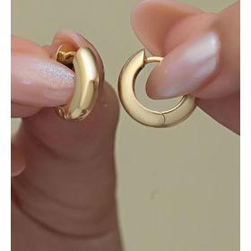 Nereze 925 Ayar Gold Kaplama Taşsız 15 mm Gümüş Halka Küpe