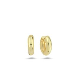 Nereze 925 Ayar Gold Kaplama Taşsız 15 mm Gümüş Halka Küpe