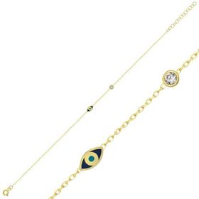 Nereze 925 Ayar Gold Kaplama Tektaş Detay Minimal Göz Gümüş Bileklik