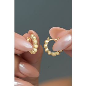 Nereze 925 Ayar Gold Kaplama Toplu 15 mm Halka Gümüş Küpe