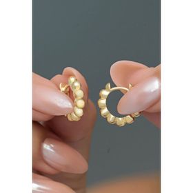 Nereze 925 Ayar Gold Kaplama Toplu 15 mm Halka Gümüş Küpe