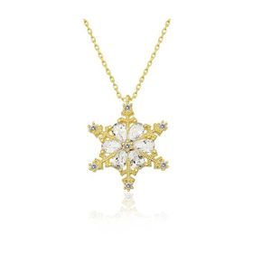 Nereze 925 Ayar Gold Kar Kadın Gümüş Kolye