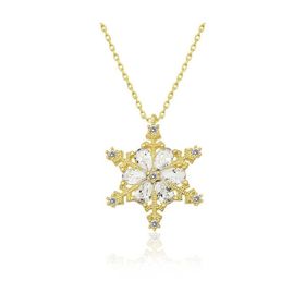 Nereze 925 Ayar Gold Kar Kadın Gümüş Kolye
