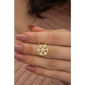 Nereze 925 Ayar Gold Kartanesi Kadın Gümüş Kolye