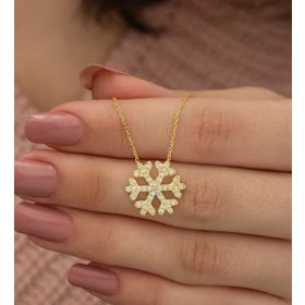 Nereze 925 Ayar Gold Kartanesi Kadın Gümüş Kolye