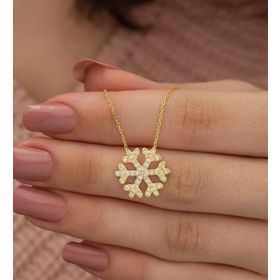 Nereze 925 Ayar Gold Kartanesi Kadın Gümüş Kolye