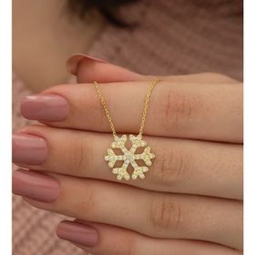 Nereze 925 Ayar Gold Kartanesi Kadın Gümüş Kolye
