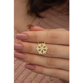 Nereze 925 Ayar Gold Kartanesi Kadın Gümüş Kolye