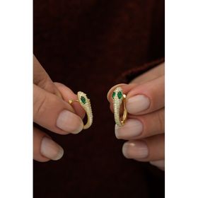 Nereze 925 Ayar Gold Yılan Tasarım Küpe Kadın Gümüş Küpe