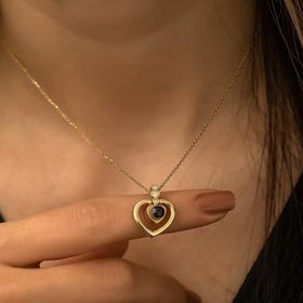 Nereze 925 Ayar Gümüş 100 Dilde Seni Seviyorum Kalp Kadın Gümüş Kolye