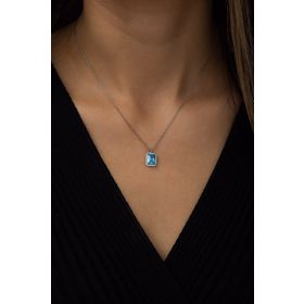 Nereze 925 Ayar Gümüş Aquamarin Taşlı Tektaş Kadın Gümüş Kolye