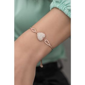 Nereze 925 Ayar Gümüş Asansörlü Kelepçe Kalp Bileklik