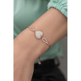 Nereze 925 Ayar Gümüş Asansörlü Kelepçe Kalp Bileklik