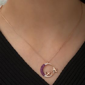Nereze 925 Ayar Gümüş Ayyıldız Sonsuzluk Kadın Gümüş Kolye