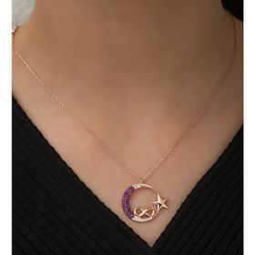 Nereze 925 Ayar Gümüş Ayyıldız Sonsuzluk Kadın Gümüş Kolye
