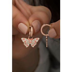 Nereze 925 Ayar Gümüş Beyaz Mineli Kelebek Küpe