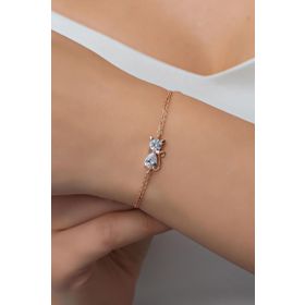 Nereze 925 Ayar Gümüş Beyaz Taşlı Kedi Bileklik