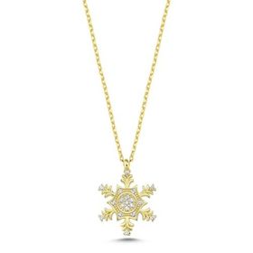 Nereze 925 Ayar Gümüş Gold Altıgen Tasarım Kartanesi Model Kolye
