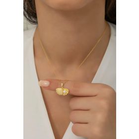 Nereze 925 Ayar Gümüş Gold İncili İstiridye Kolye