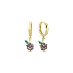 Nereze 925 Ayar Gümüş Gold Kaplama 10 mm Sallantılı Üzüm Küpe