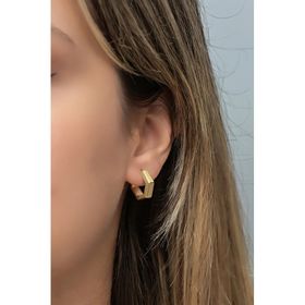 Nereze 925 Ayar Gümüş Gold Kaplama 15 mm Beşgen Küpe