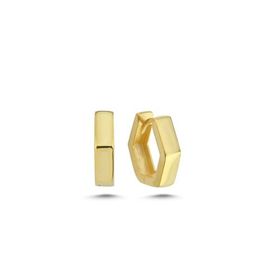 Nereze 925 Ayar Gümüş Gold Kaplama 15 mm Beşgen Küpe