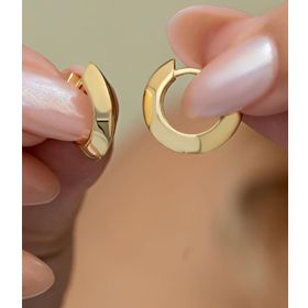 Nereze 925 Ayar Gümüş Gold Kaplama 15 mm Halka Şarnel Küpe