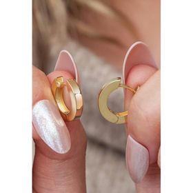 Nereze 925 Ayar Gümüş Gold Kaplama 15 mm Köşeli Halka Küpe